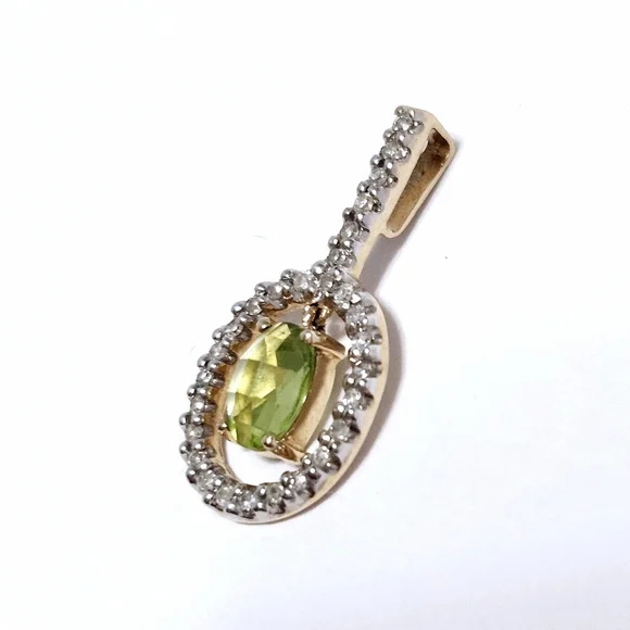14K Gold Peridot & Diamond Pendant - Picture 5 of 8